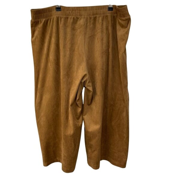 CHICO'S Wide Leg Cropped Pants Beige Tan Faux Suede Chicos Size 3 US 16 - Picture 5 of 6